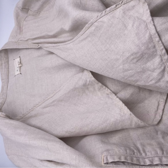 Lou and Grey 100% linen Jacket Open Face waterfall sweater Natural tan Flax S - Picture 11 of 12